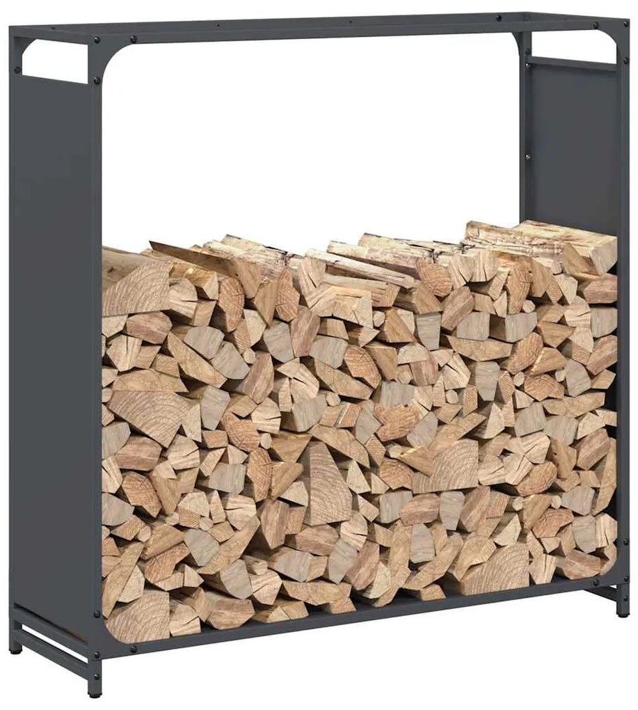 Suporte para lenha 90x28x90 cm aço laminado a frio antracite
