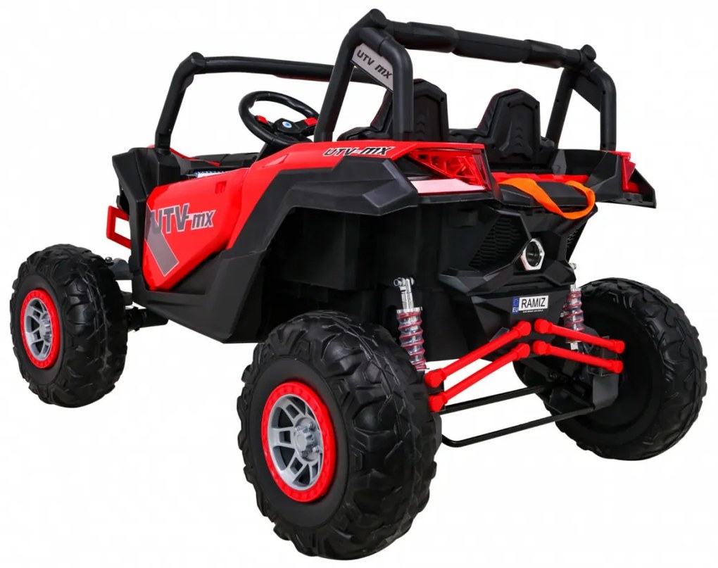 Buggy elétrico para Crianças 24V 4x4 2 Lugares UTV-MX Rodas de EVA, Assento de couro Vermelho