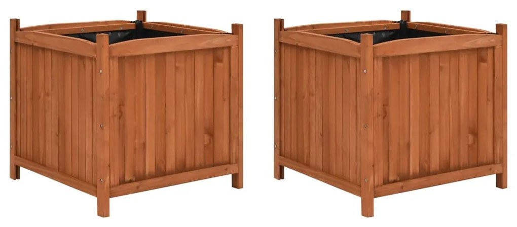 vidaXL Vasos/floreiras 2 pcs 50x50x50 cm madeira de abeto