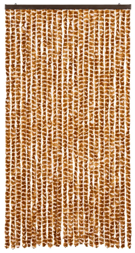 Cortina anti-insetos 100x220 cm chenille ocre e branco