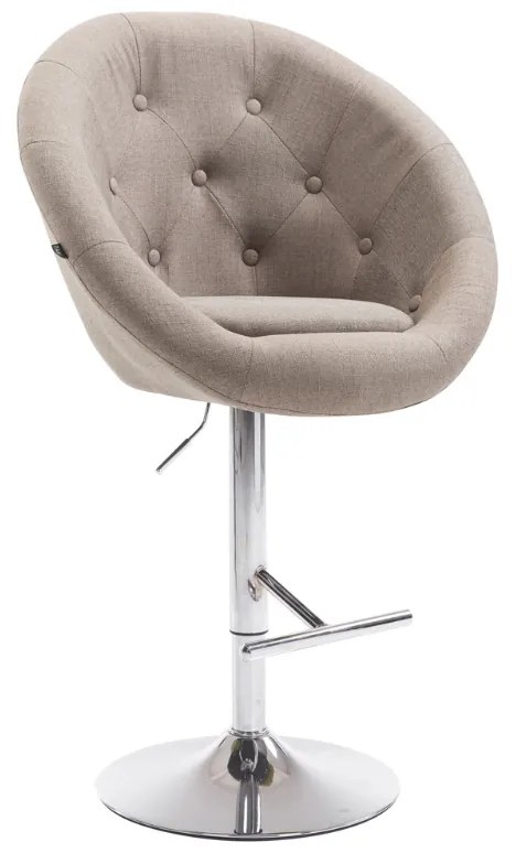 Banco de bar London em tecido e com estrutura cromada 65 x 107-128 x 57 cm Castanho acinzentado