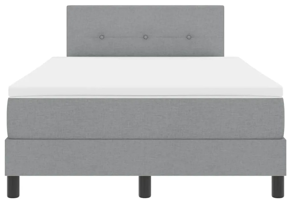 Cama Box Spring com Colchão e Luz LED Cinza Claro 120x200 cm Tecido