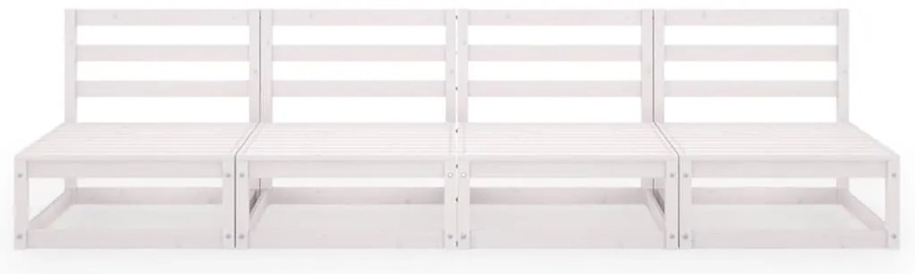 Sofá de 4 lugares para jardim pinho maciço branco