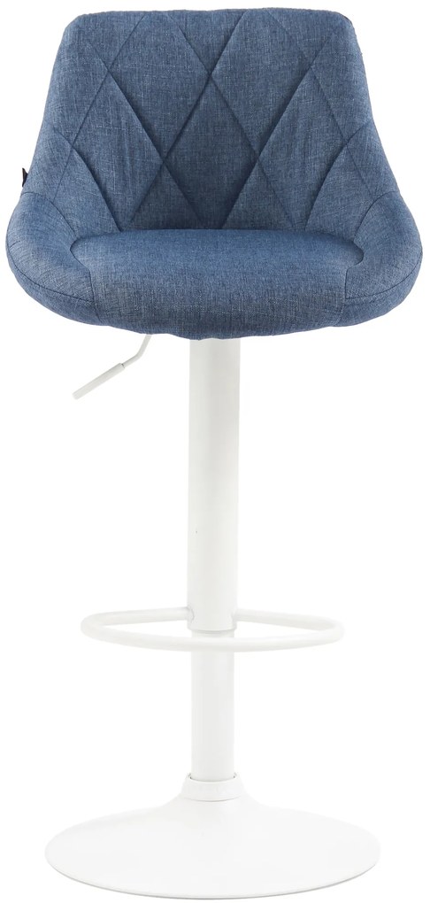 Banco de bar Lazio em tecido e com estrutura branca 46 x 83-104 x 49 cm Azul