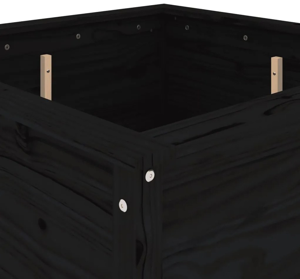 Vaso/floreira de jardim 82,5x82,5x78 cm pinho maciço preto