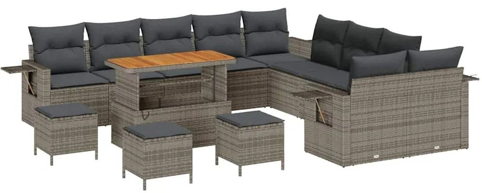 Conjunto de Sofá de Jardim 14 pcs Cinza e Cinza Escuro