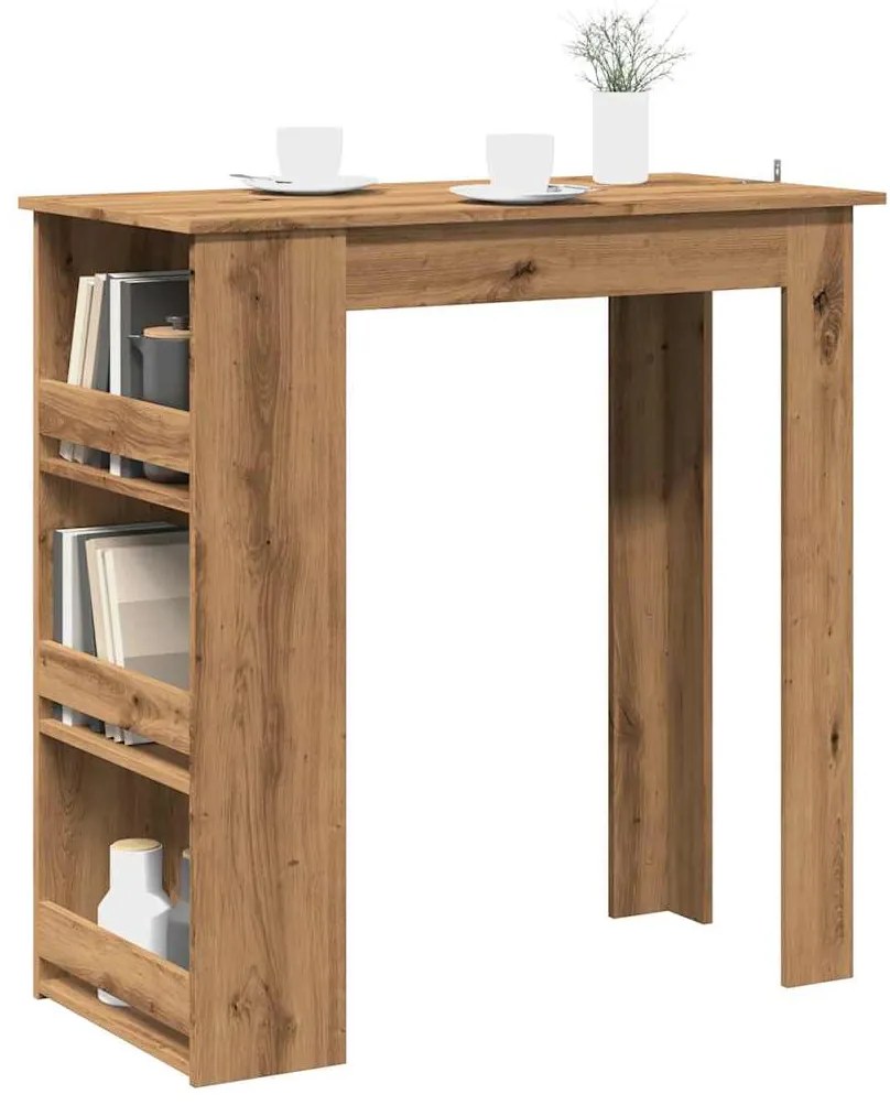 vidaXL Mesa de bar com prateleira 102x50x103,5 cm carvalho artisiano