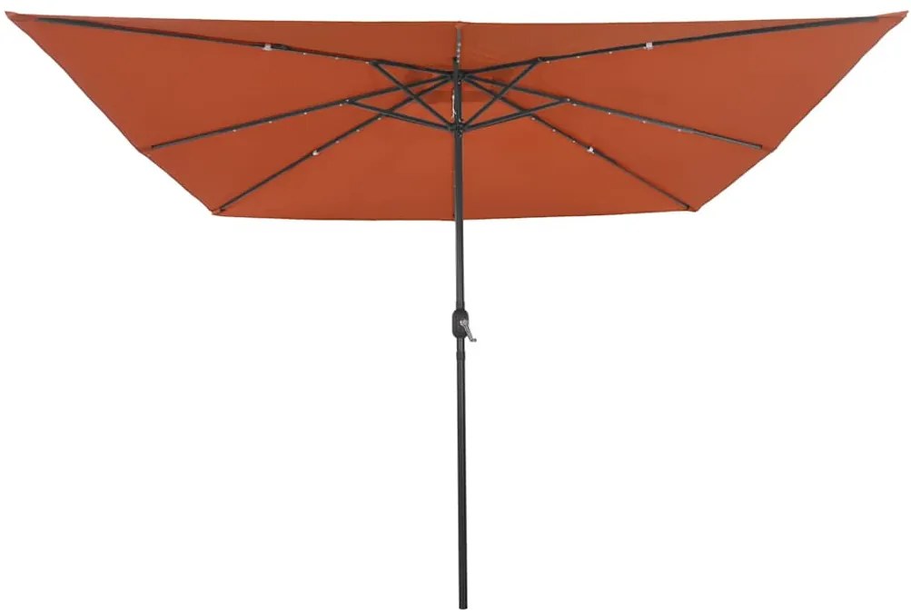 Guarda-Sol Quadrado com Luzes LED 295 x 245 cm Terracota