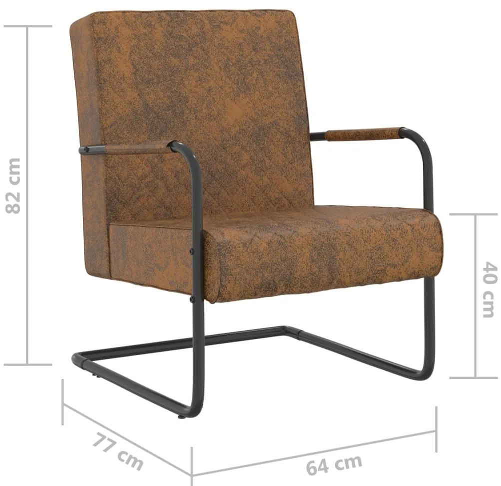 Cadeira cantilever tecido castanho