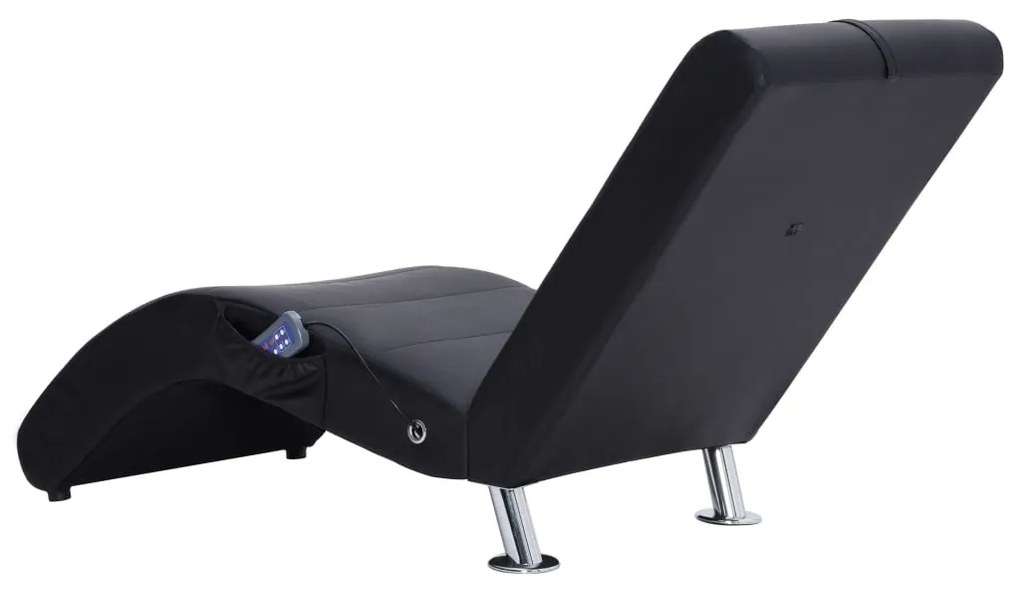 Chaise longue de massagem c/ almofada couro artificial preto