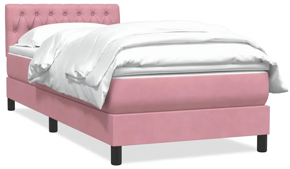 vidaXL Cama com molas/colchão rosa 90x220 cm veludo