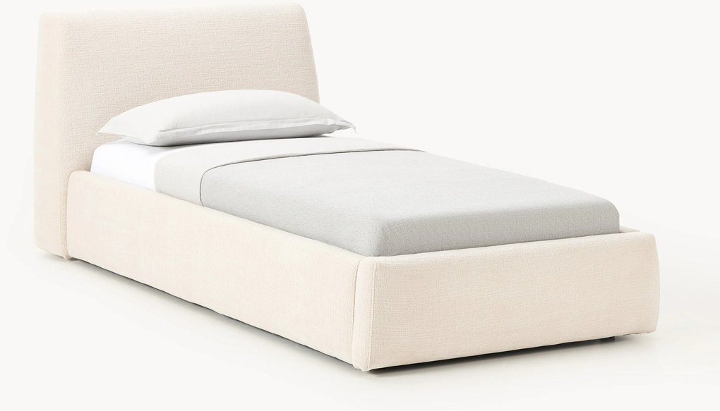 Cama de solteiro estofada com arrumação Cloud