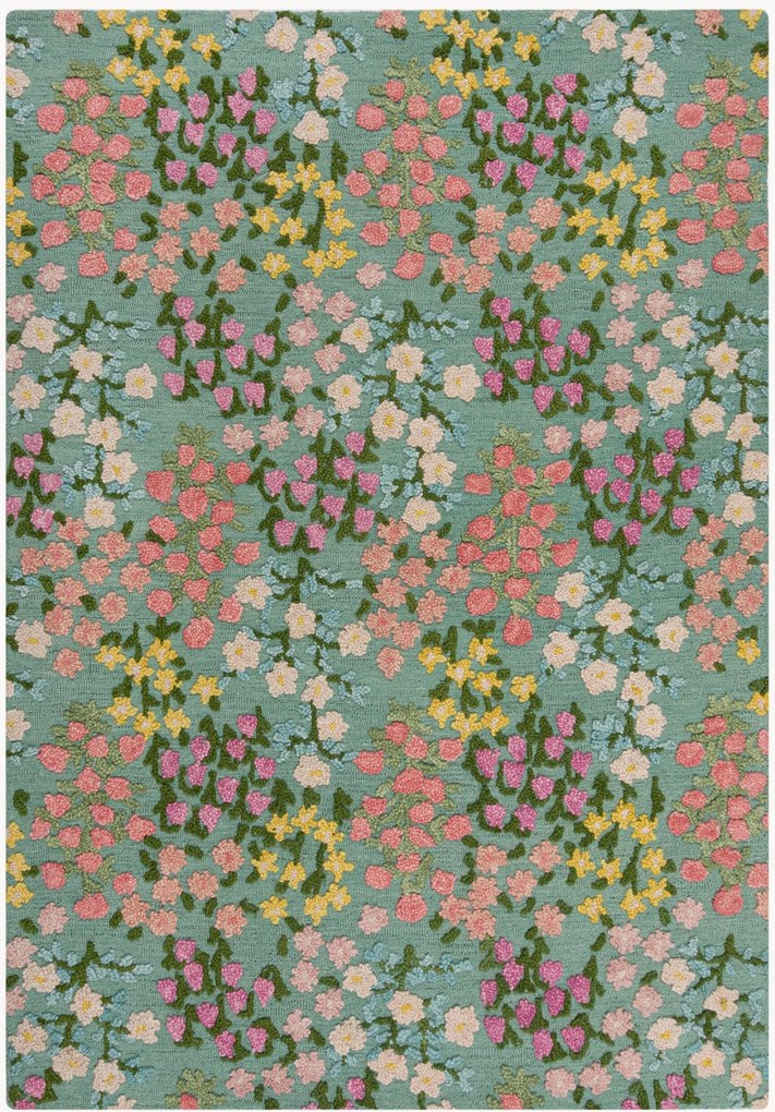 Tapete de lã tufado à mão com relevo Emilia Floral