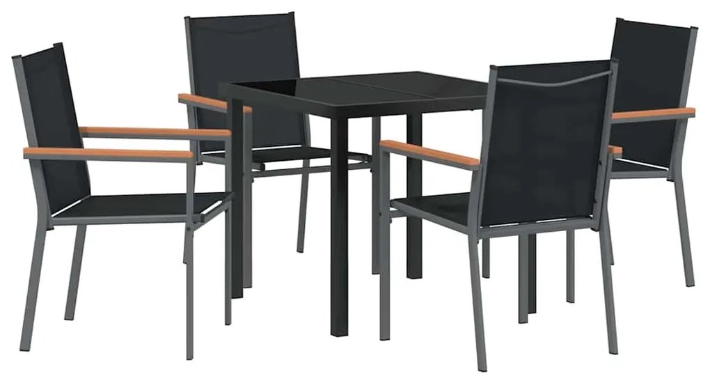 Conjunto de Jantar de Jardim com 5 peças - Preto, Textilene e Aço