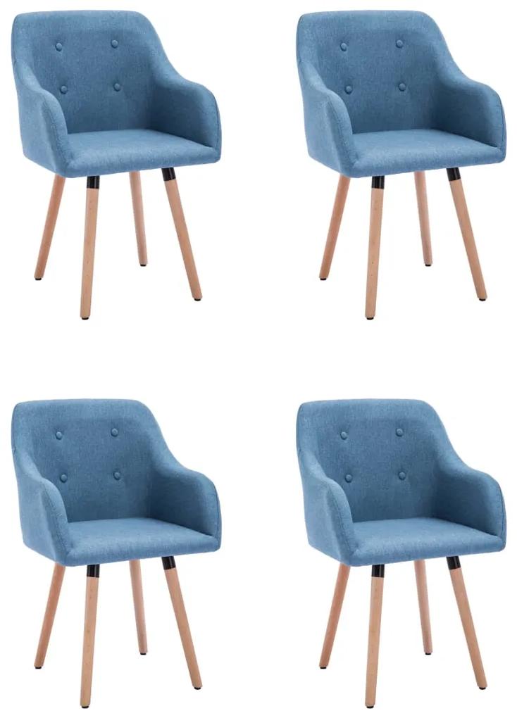 Cadeiras de jantar 4 pcs tecido azul