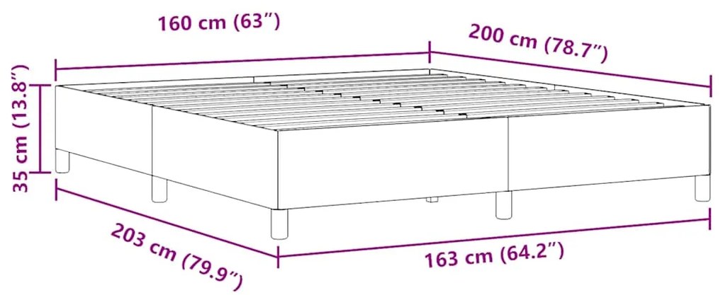 Estrutura de Cama vidaXL Cinza Escuro 160x200 cm em Tecido de Corduró