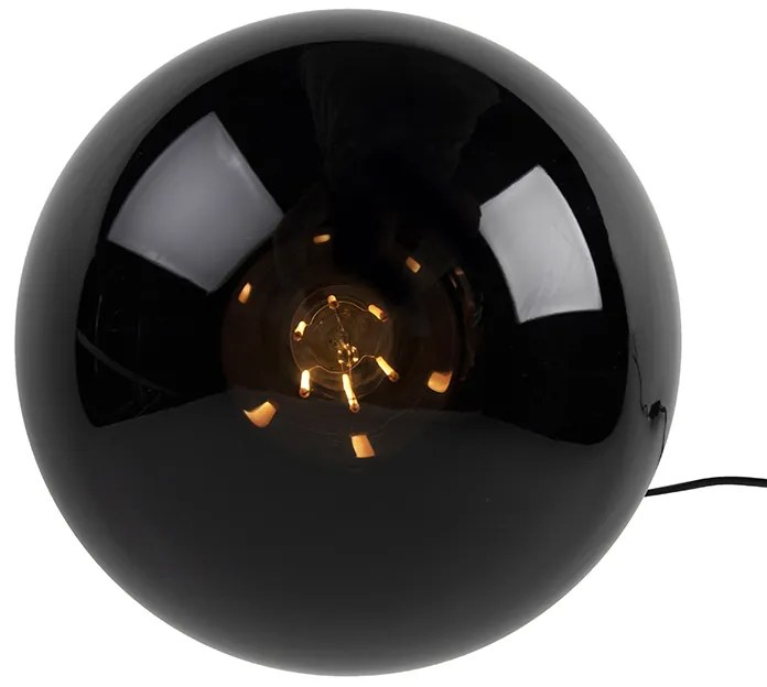 Candeeiro de mesa Art Deco em latão com vidro preto - Pallon Art Deco