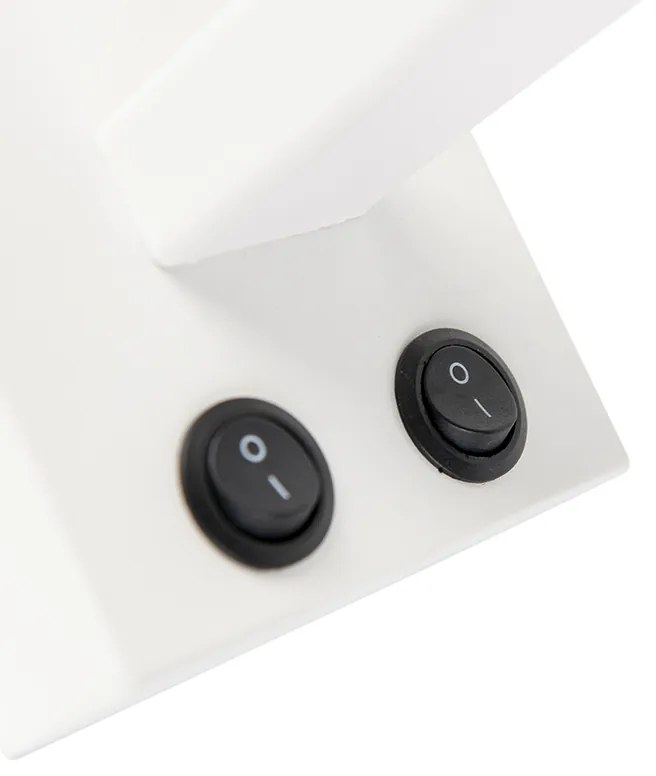 Candeeiro de parede moderno branco com abajur de veludo preto - Brescia Moderno