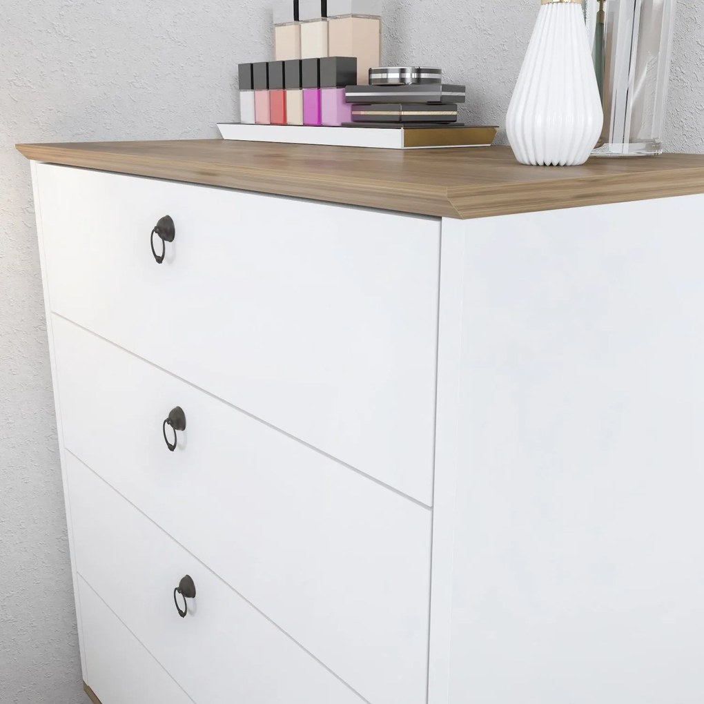 Cômoda Sahra – Branco Nogueira – 72x83,1x42 cm