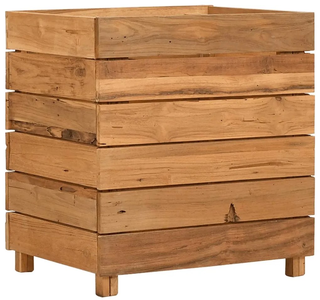Vaso/floreira 50x40x55 cm madeira de teca reciclada e aço