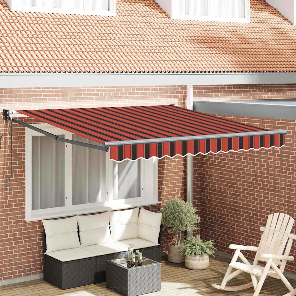 vidaXL Toldo Riscas Vermelho e preto 3,5 x 2,5 m Poliéster e metal