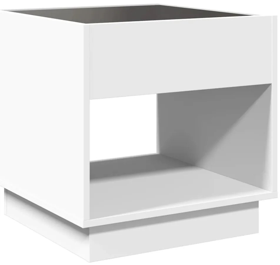 Mesa de cabeceira com luzes LED Infinity 50x50x50 cm branco