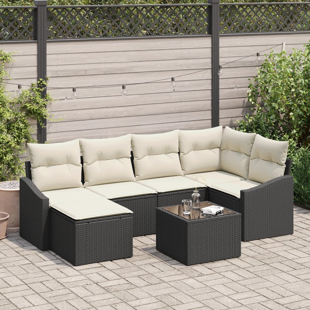vidaXL Conjunto de Sofá de Jardim de 6 Peças com Almofadas Marrom de Rattan Sintético