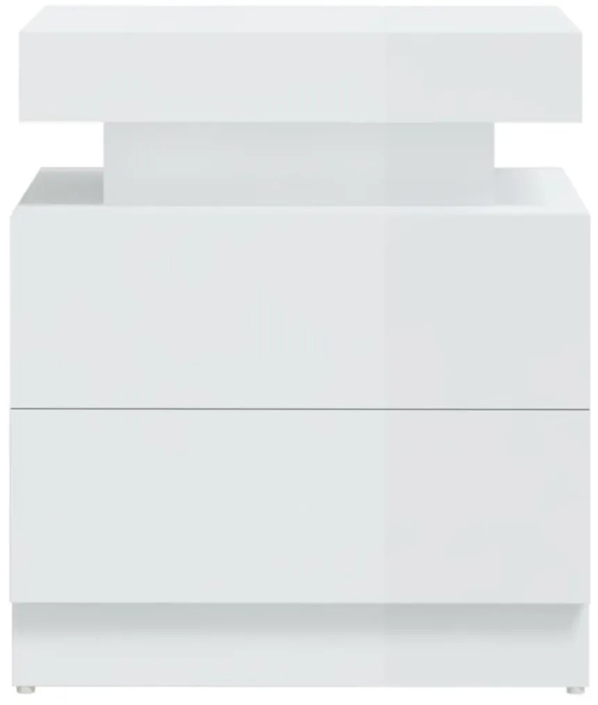 Mesa de cabeceira 45x35x52cm derivados madeira branco brilhante