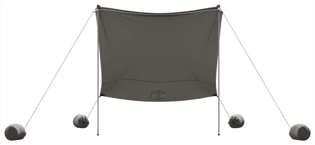 Toldo de praia com âncoras de areia 214x236 cm cinzento