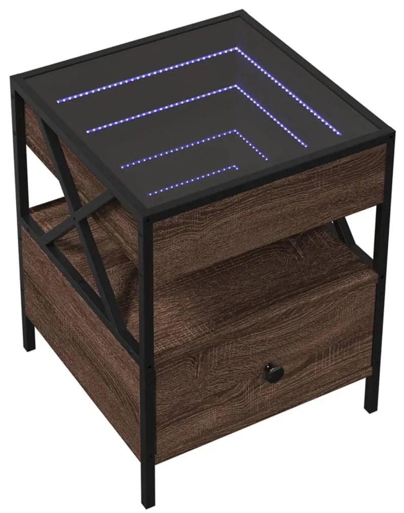 Mesa de centro luzes LED Infinity 40x40x51 cm carvalho castanho