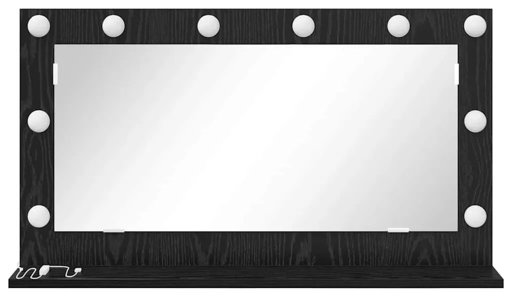Espelho de Vanity com Luzes LED Carvalho Preto 80x45x18 cm