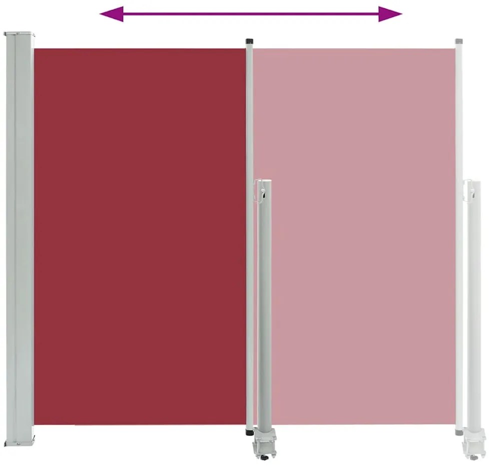 Toldo lateral retrátil para pátio 160x300 cm vermelho