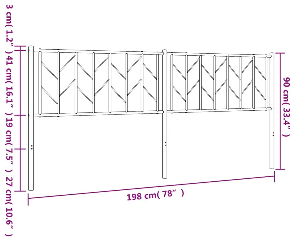 Cabeceira de cama 193 cm metal branco