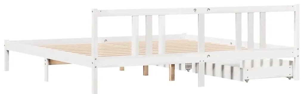 Cama sem colchão 200x200 cm madeira de pinho maciça branco