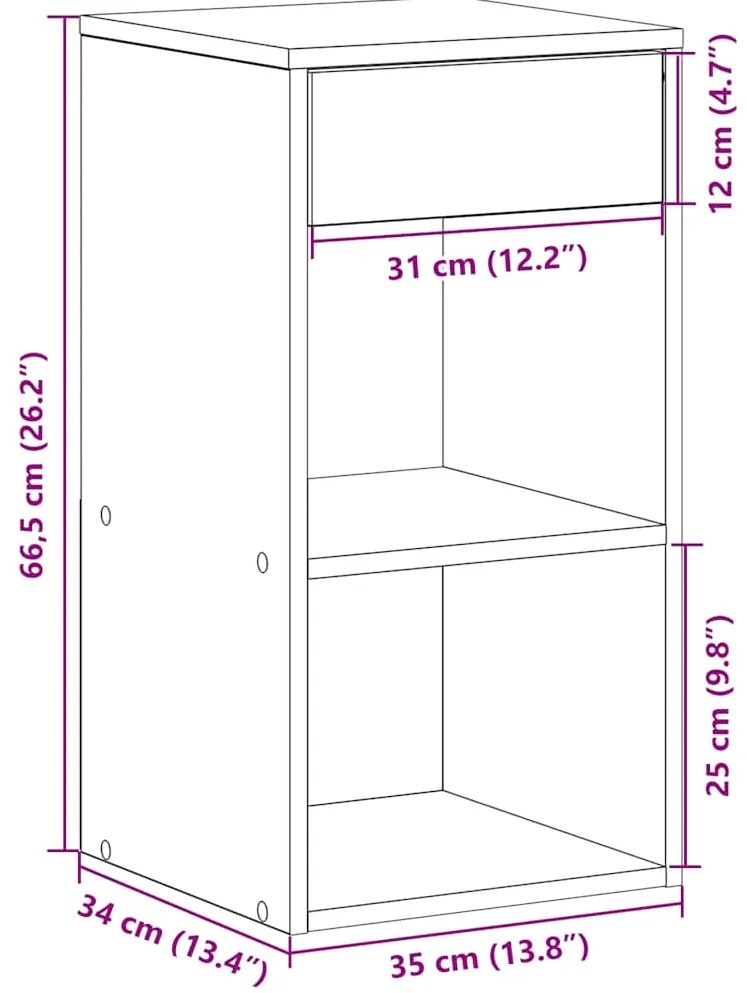 Mesa de cabeceira com gaveta 35x34x66,5 cm cinzento cimento