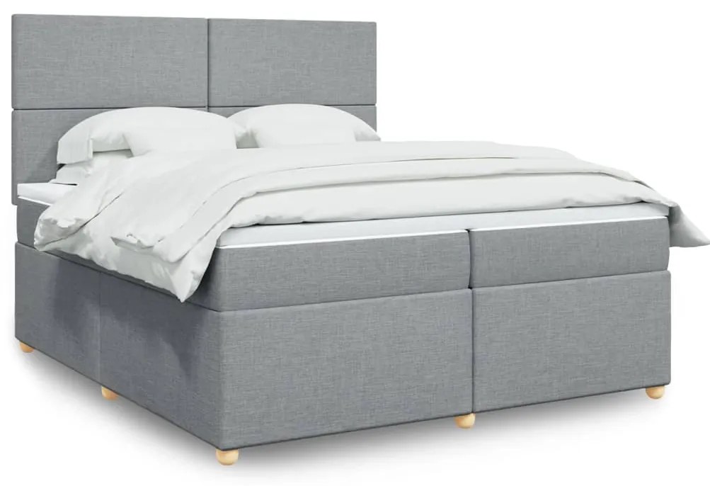 vidaXL Cama com molas/colchão 200x200 cm tecido cinza-claro