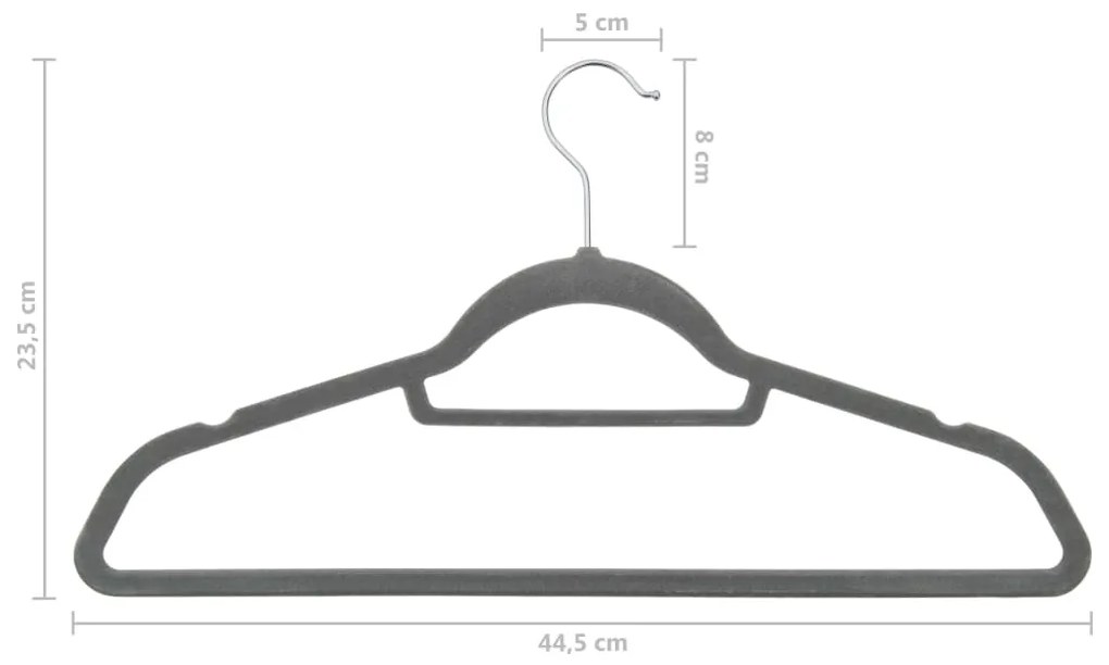 50 pcs conjunto de cabides antiderrapantes veludo cinzento