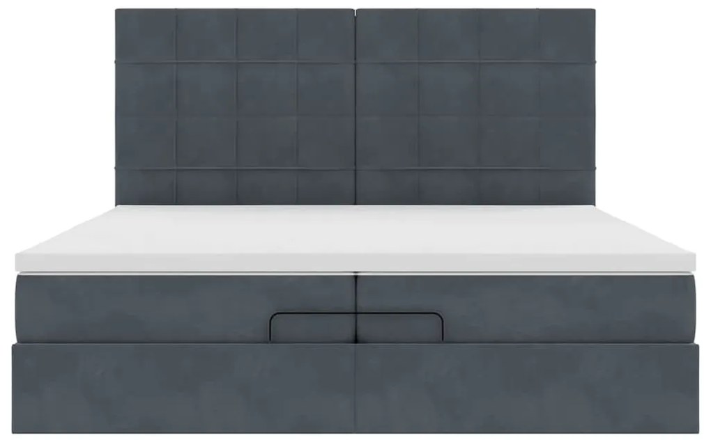 moldura de cama otomana vidaXL com colchão cinza escuro veludo