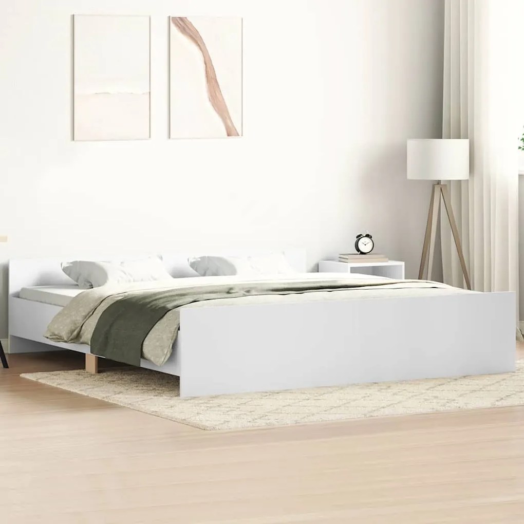 Estrutura de cama com cabeceira e pés 180x200 cm branco