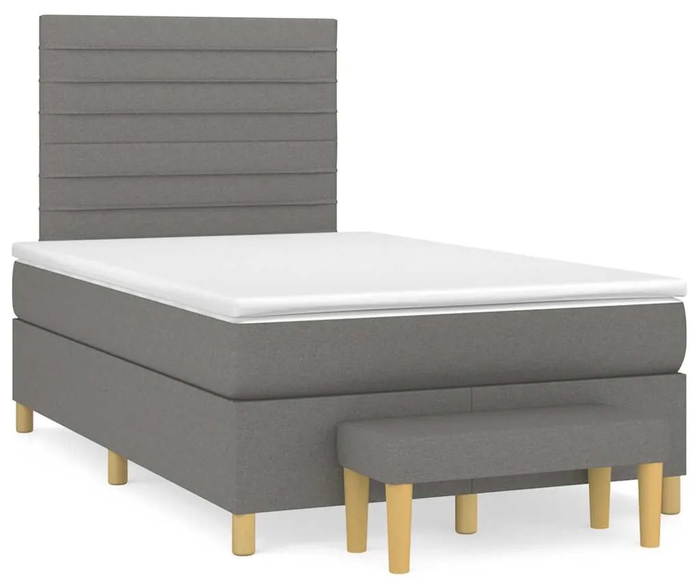 Cama boxspring com colchão 120x190 cm tecido cinzento-escuro