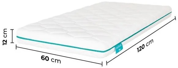 Colchão de berço Flow BabyDream com espuma de 25 kg/m3 e capa amovível com fecho lavável 120 x 60 x 12 cm