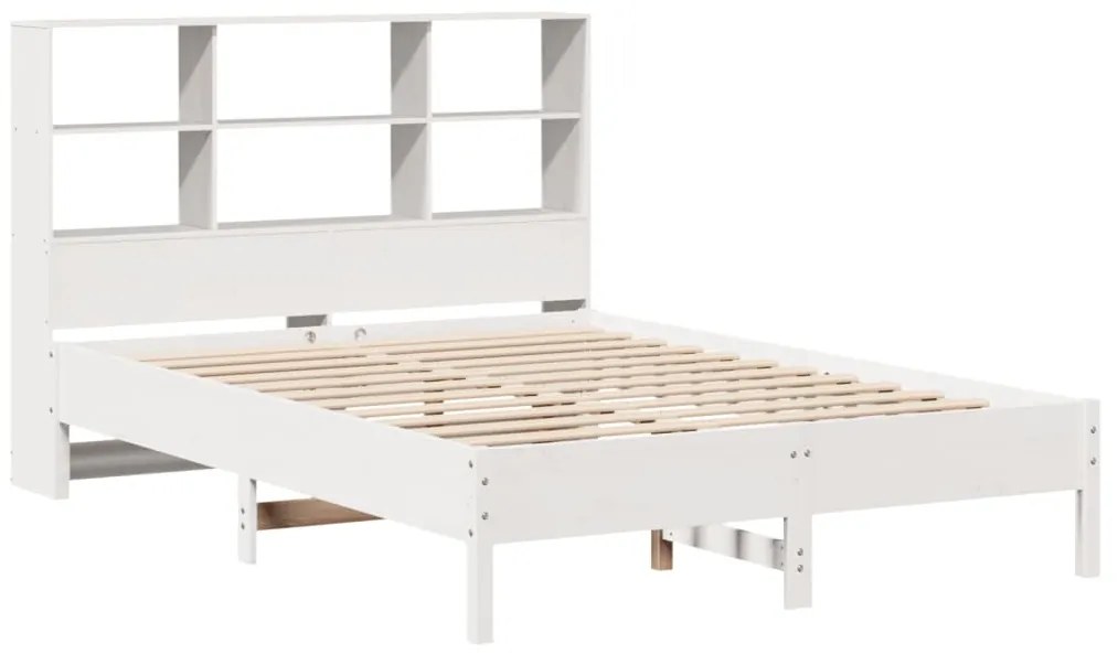 Cama com estante sem colchão 140x200 cm pinho maciço branco