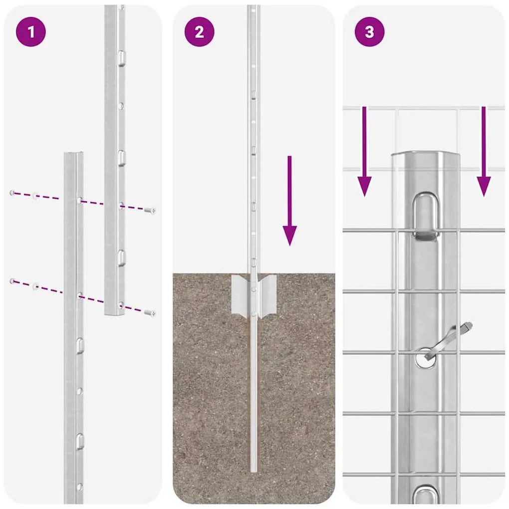 Conjunto de Cerca de Jardim Conjunto de 2 Aço Galvanizado