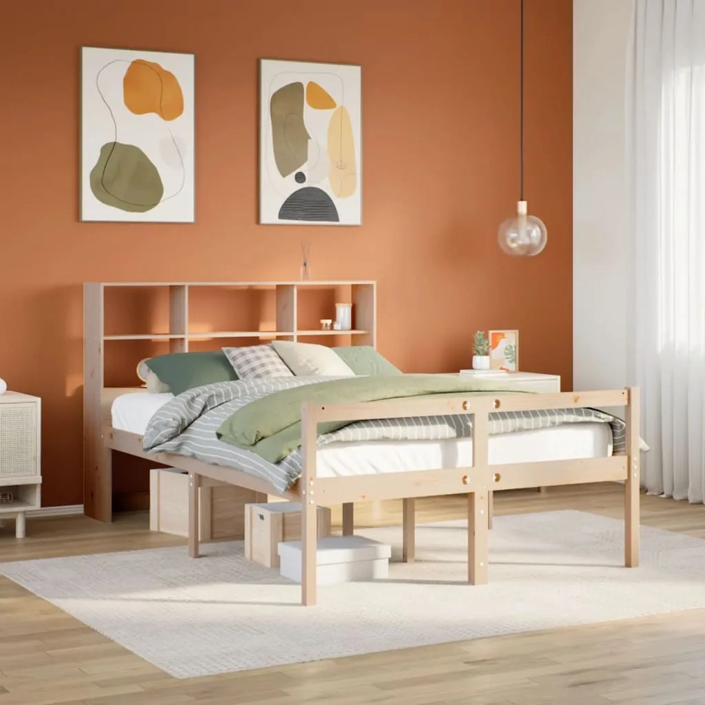 Cama com estante sem colchão 120x190 cm pinho maciço