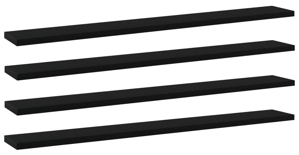 vidaXL Prateleiras para estante 4 pcs 80x10x1,5cm contraplacado preto