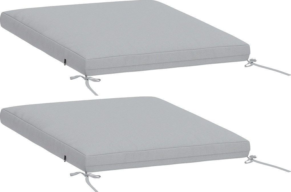 Outsunny Conjunto de 2 Almofadas para Cadeira de Jardim Almofadas 50x50 cm Espuma de Alta densidade Antiderrapantes 50x50 cm Cinza | Aosom Portugal