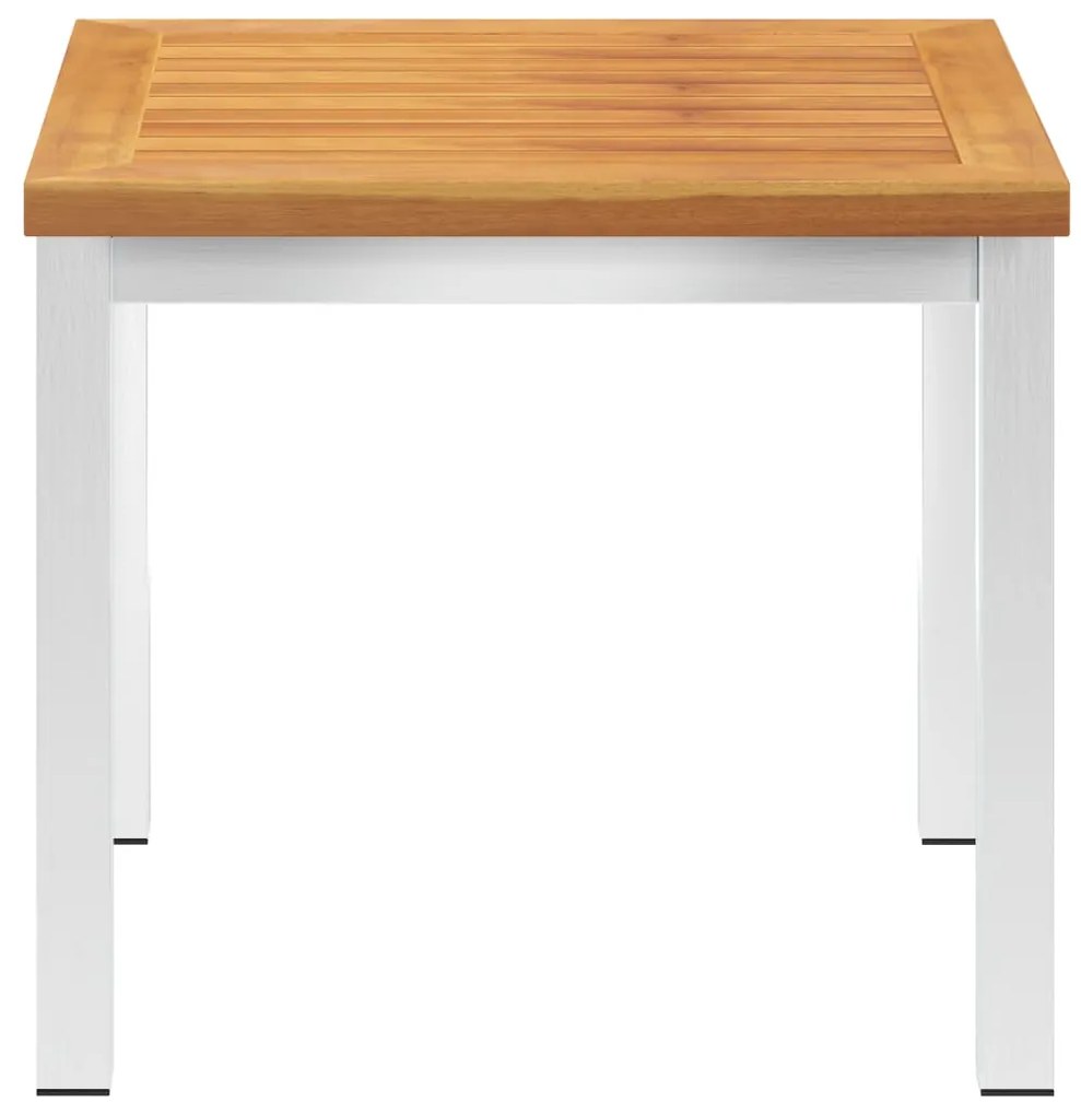 Mesa de apoio jardim 45x45x38 cm acácia maciça/aço inoxidável