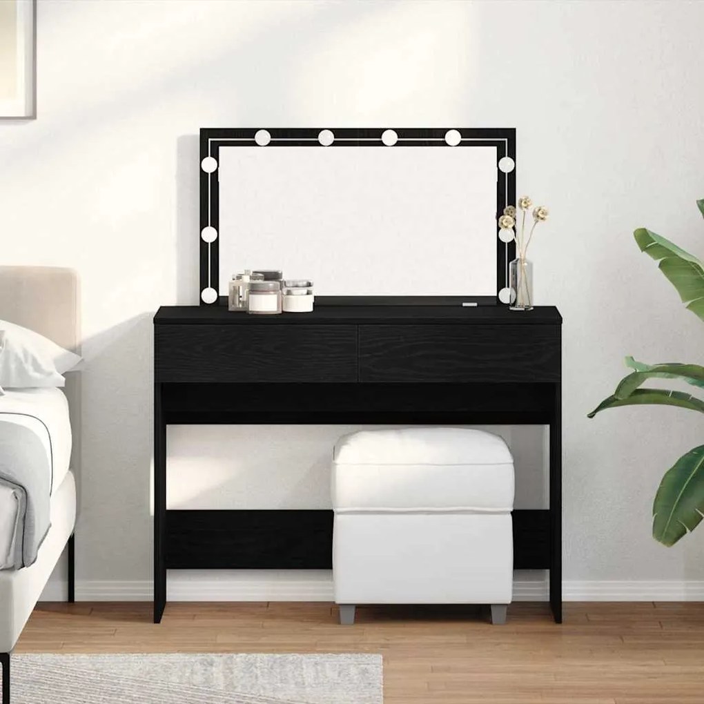 Toucador com LED Carvalho Preto 100x40x120 cm