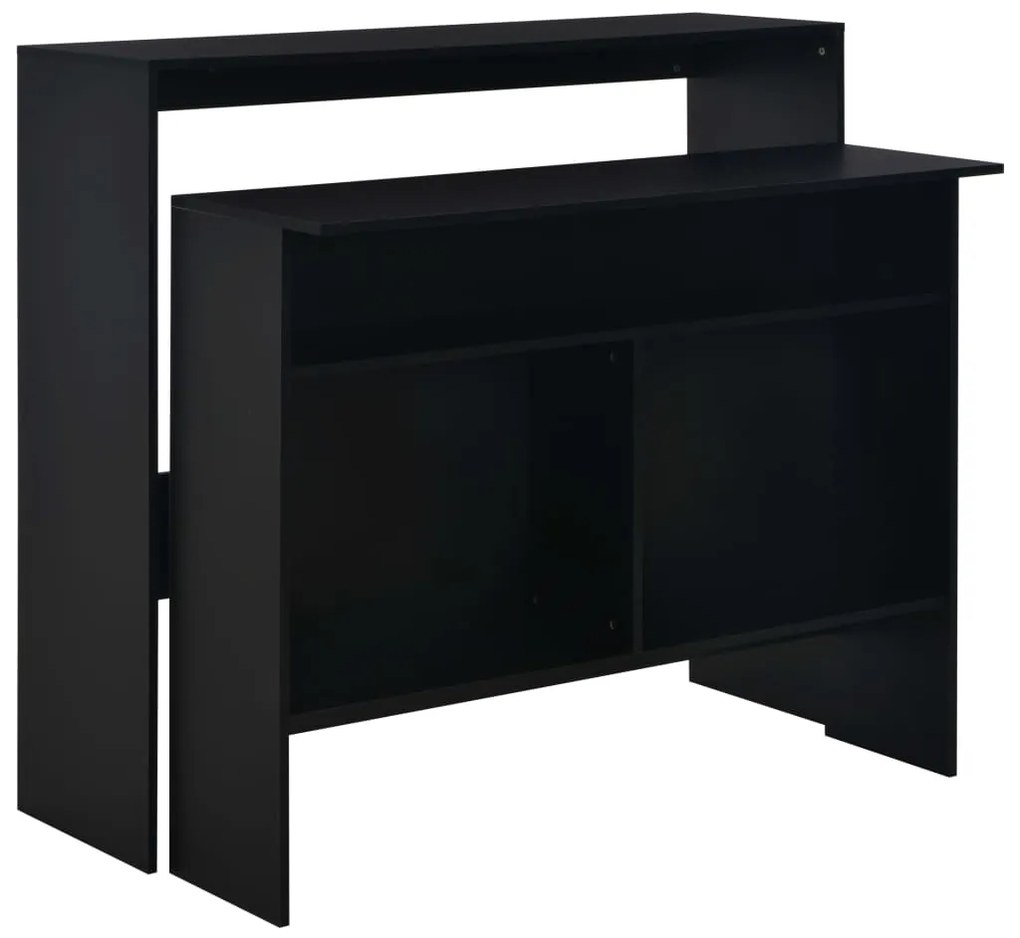 Mesa de bar com 2 tampos preto 130x40x120 cm