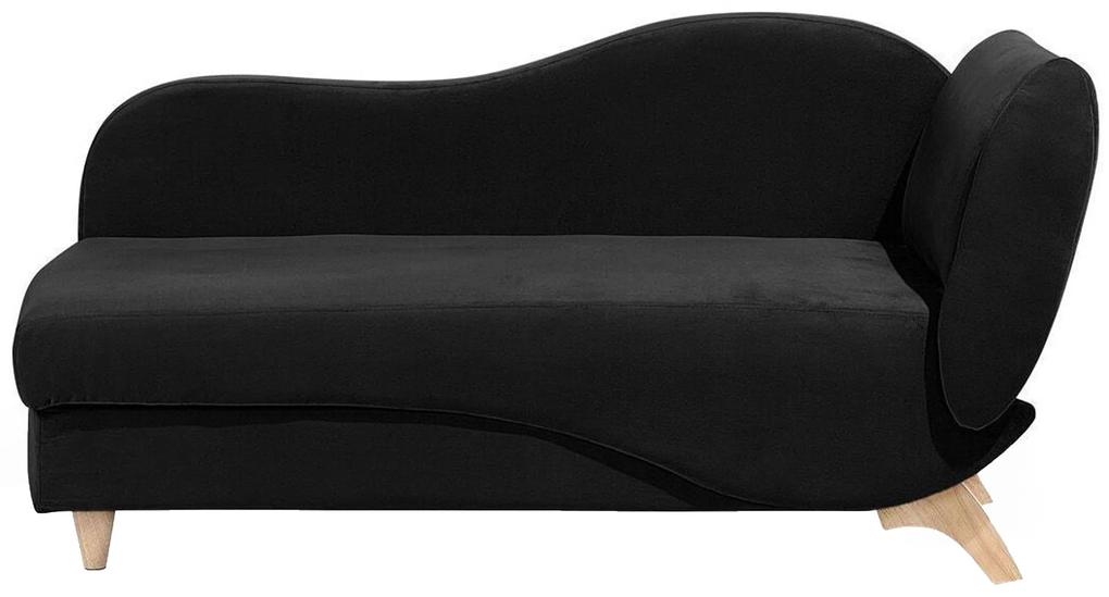 Chaise-longue à direita de 2 lugares com arrumação em veludo preto MERI Beliani